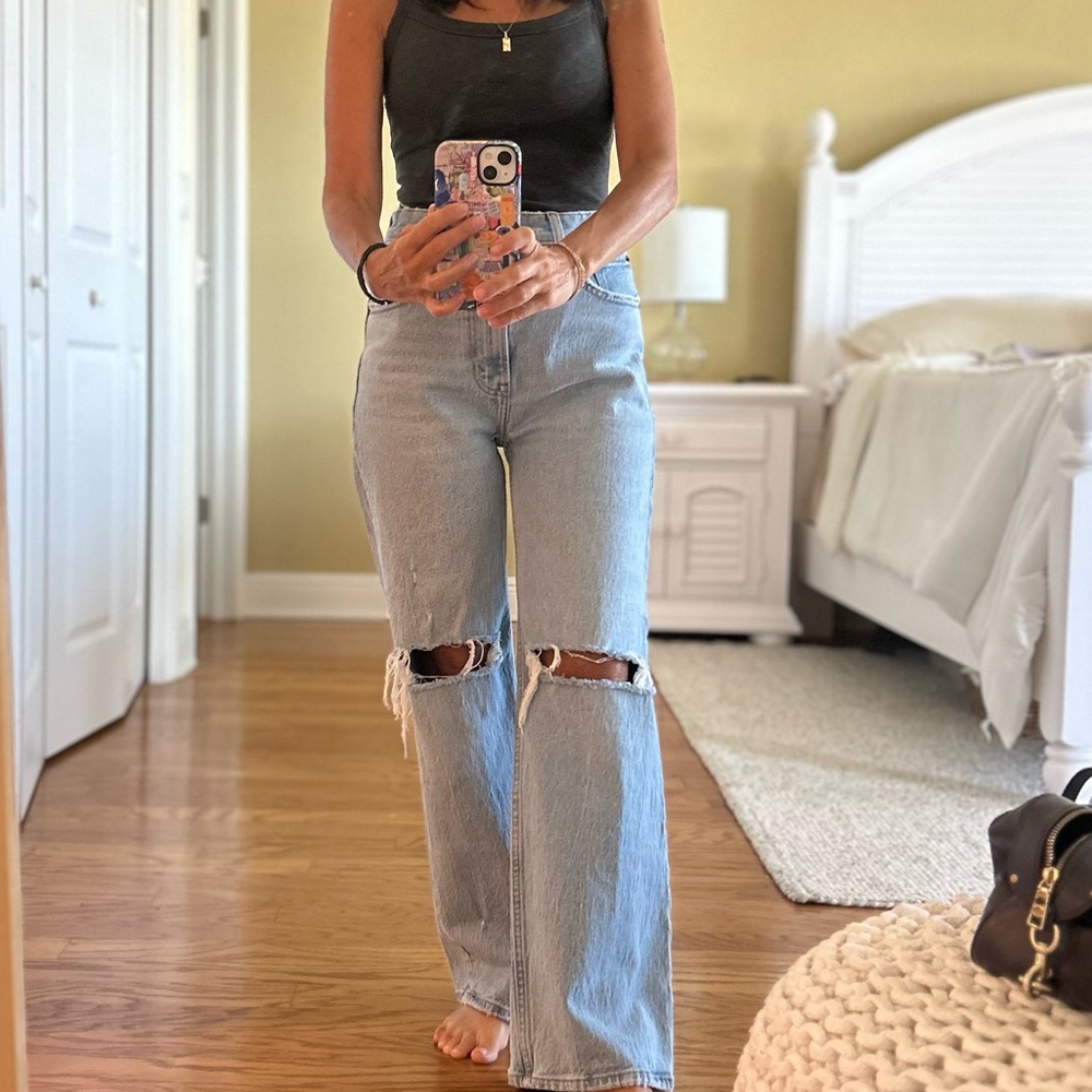 A&F Light Blue Distressed Jeans